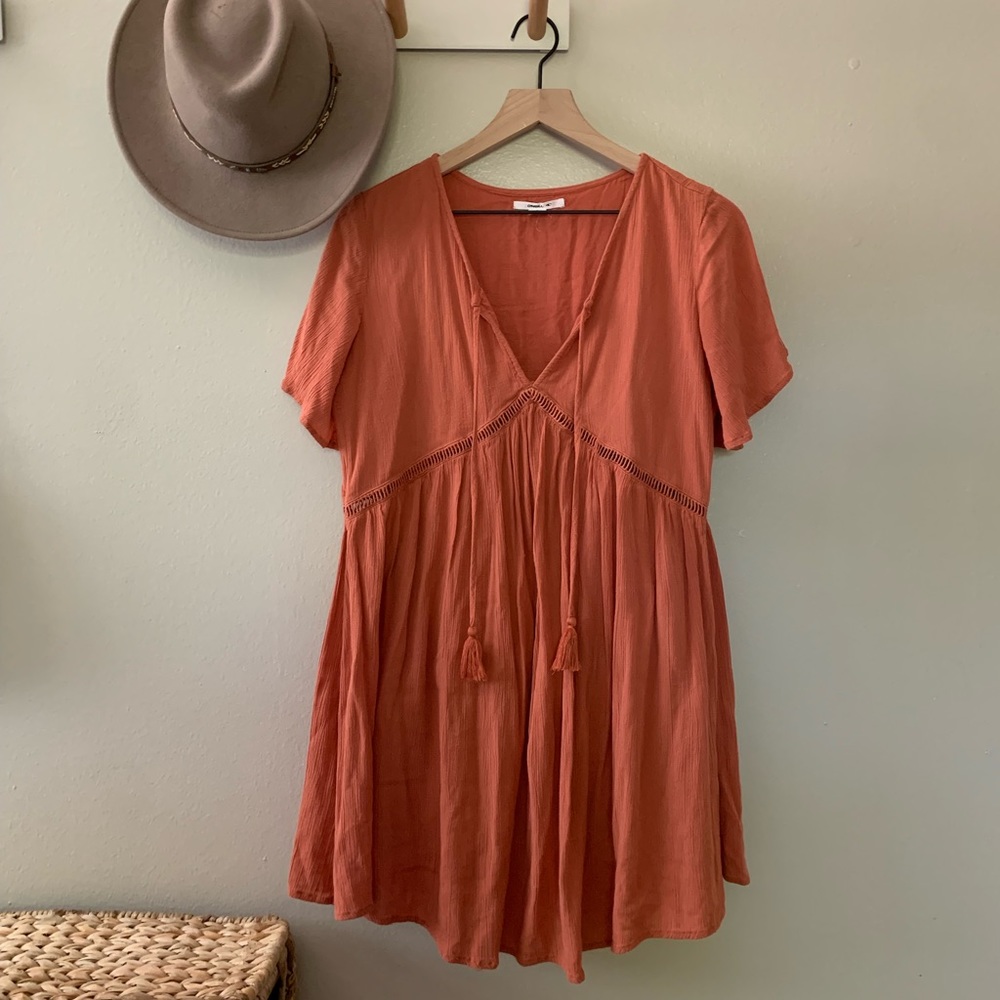 O'Neill Nala Solid Woven Mini Dress in Aragon (Burnt Orange)